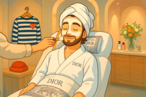 Client receiving a rejuvenating facial mask treatment in a luxury Paris spa